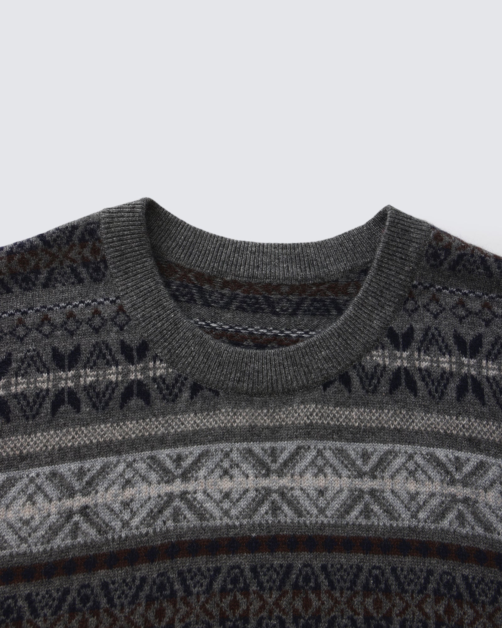 Men's 100% Pure Cashmere Fair Isle Crew Neck Sweater