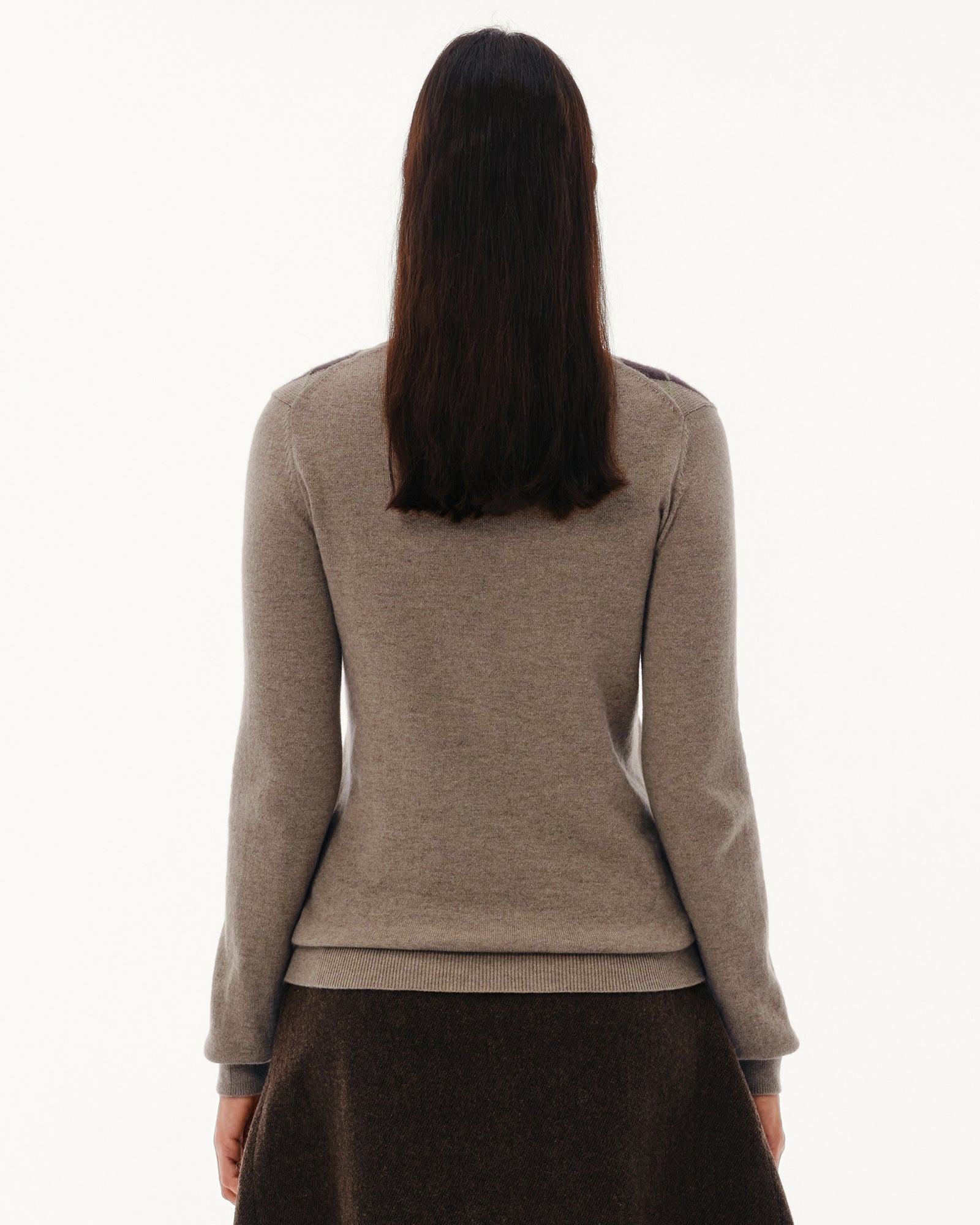 Women's 100% Pure Cashmere Argyle V-Neck Sweater
