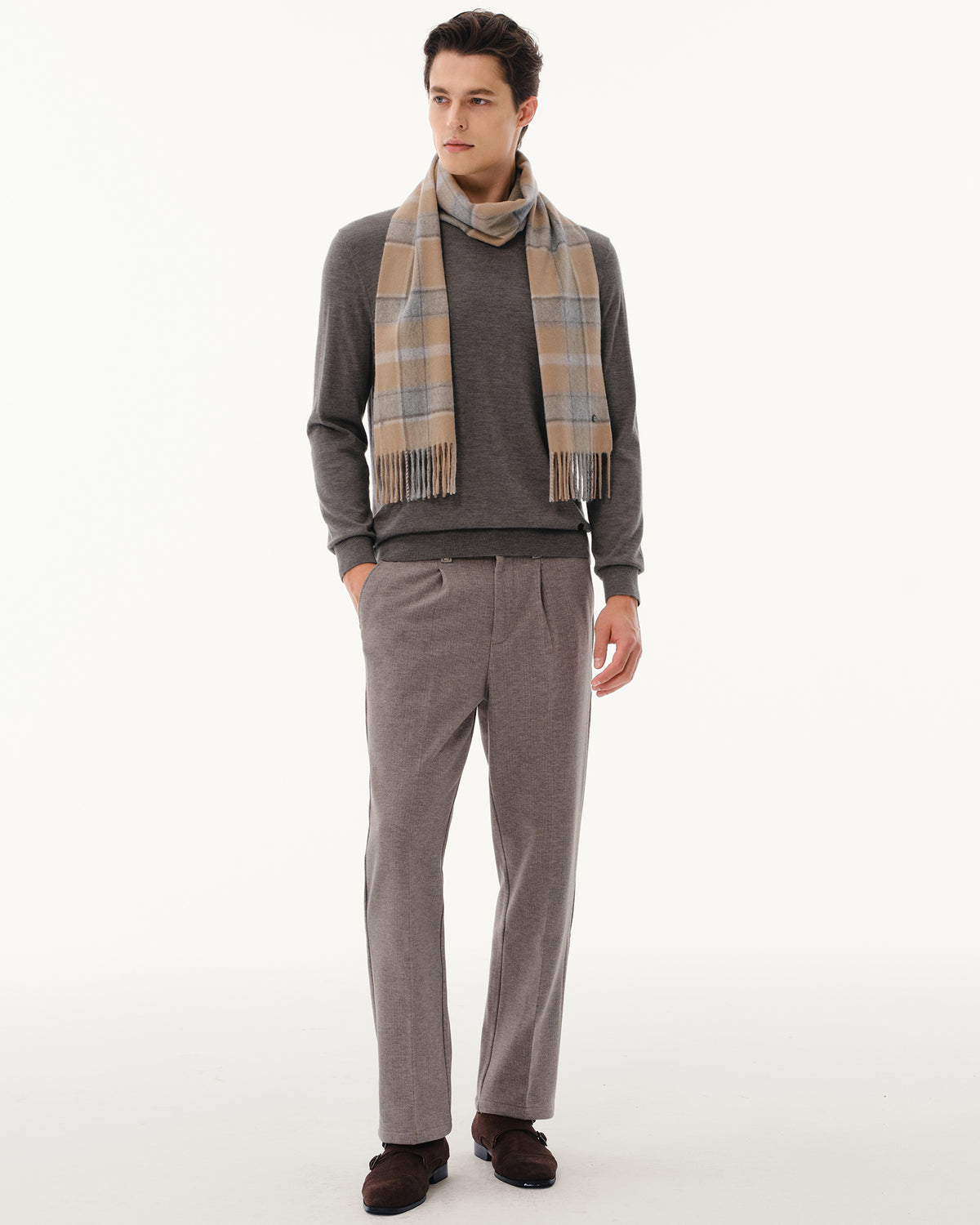 100% Pure Cashmere Brushed Check Scarf