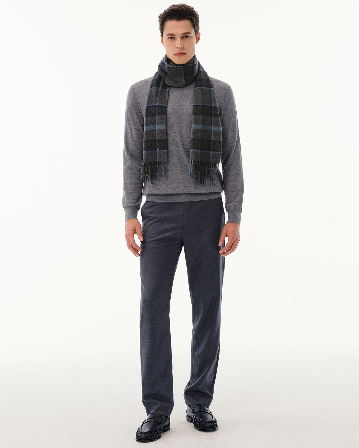 100% Pure Cashmere Brushed Check Scarf