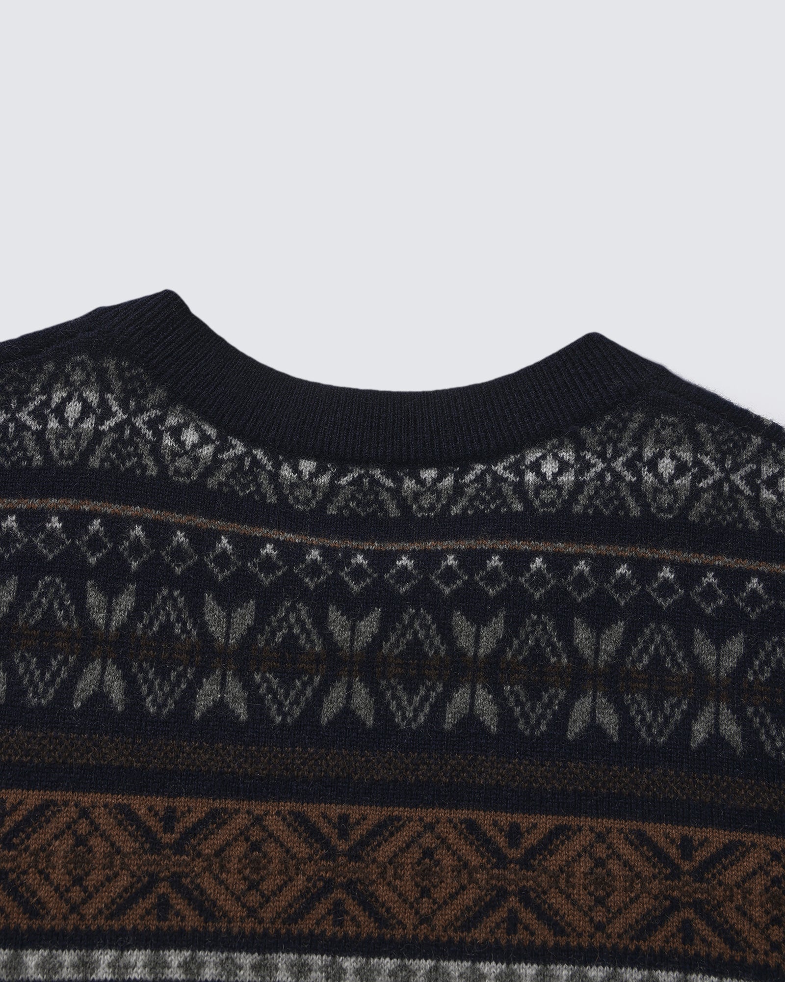 Men's 100% Pure Cashmere Fair Isle Crew Neck Sweater