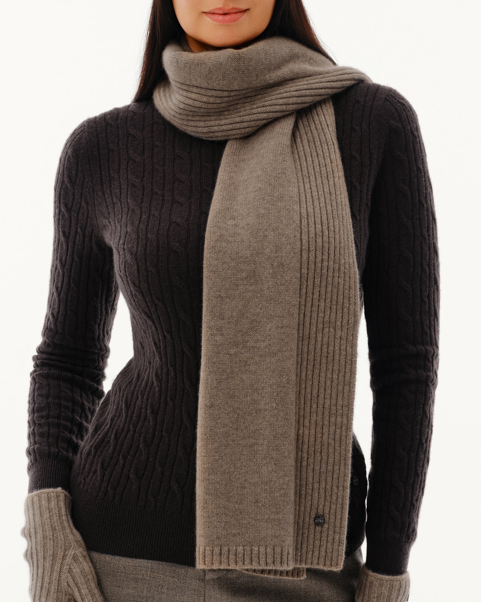 Women's 100% Pure Cashmere Ribbed Scarf