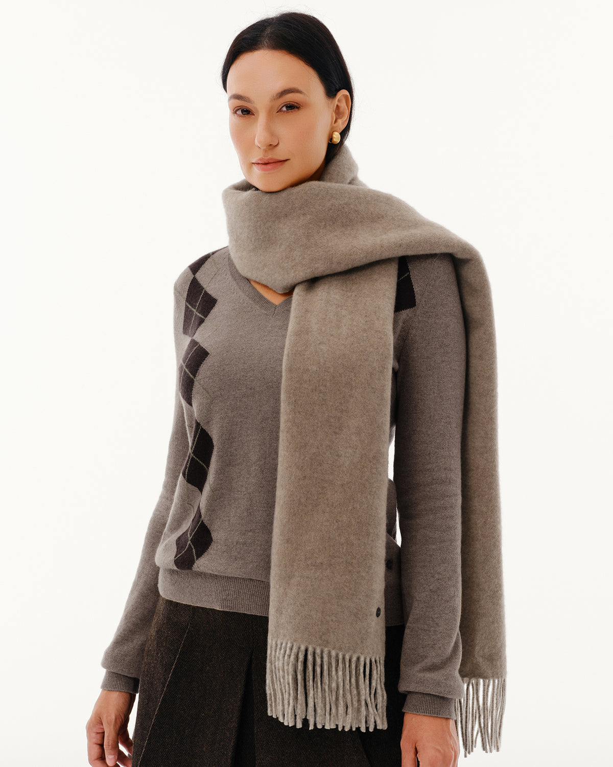 100% Pure Cashmere Double-Layer Brushed Scarf