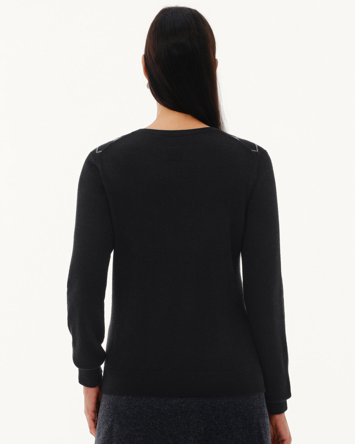 Women's 100% Pure Cashmere Argyle Crew Neck Cardigan