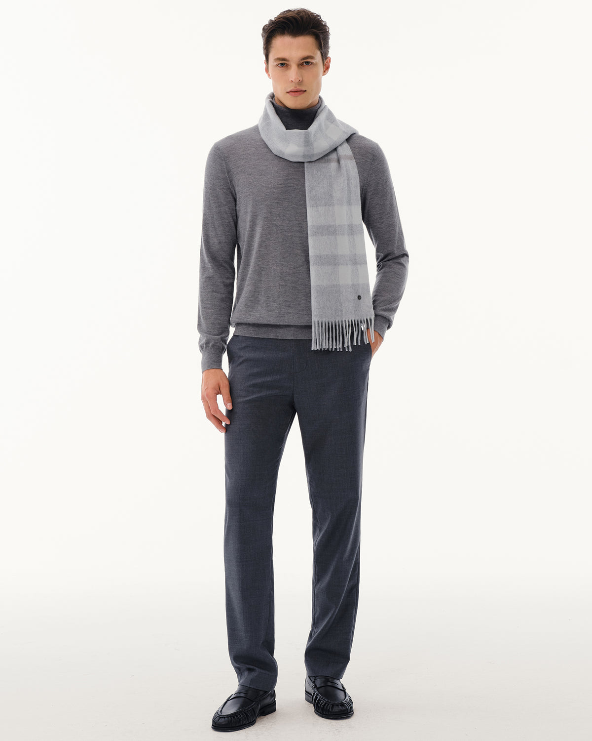 100% Pure Cashmere Brushed Check Scarf