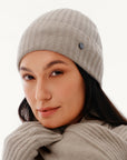 Women's 100% Pure Cashmere Ribbed Cuff Beanie