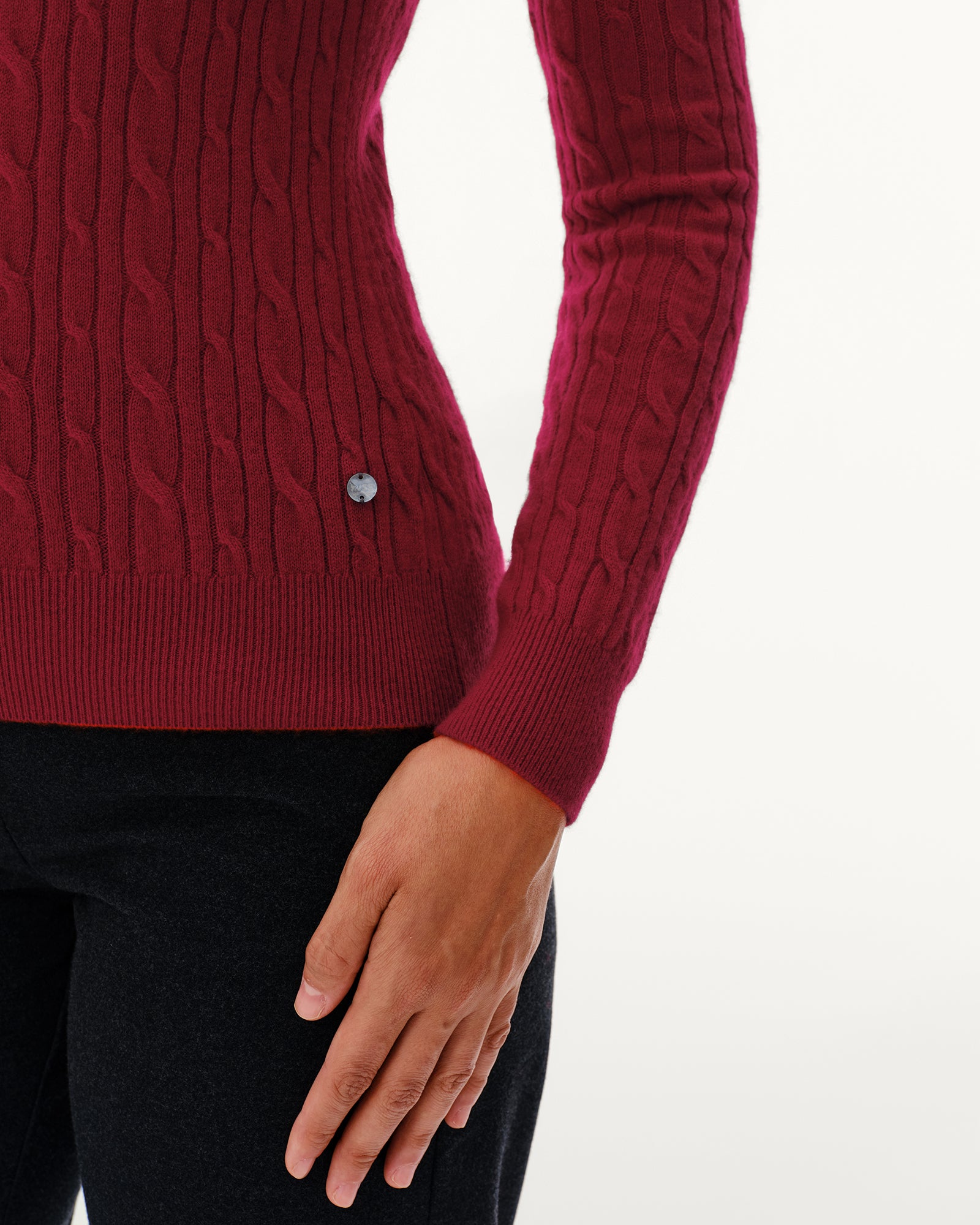 Women's 100% Pure Cashmere Cable Knit Crew Neck Sweater