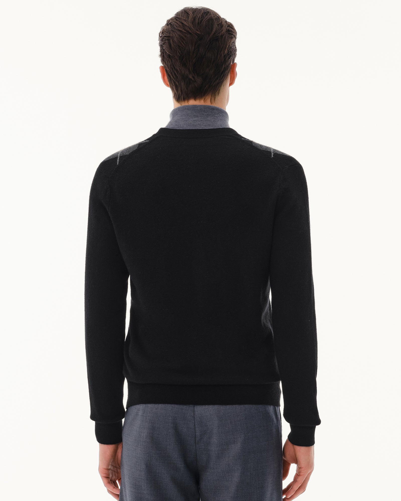 Men's 100% Pure Cashmere Argyle V-Neck Cardigan