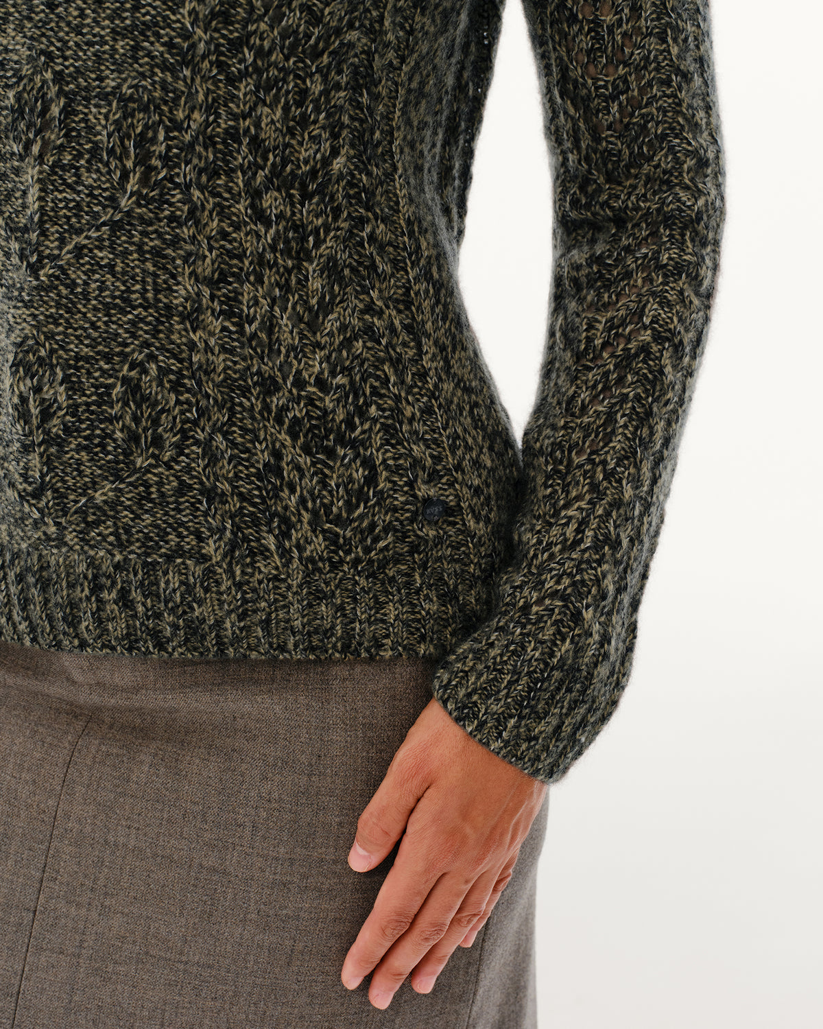 Women's Cashmere Silk Cable Knit Crew Neck Sweater