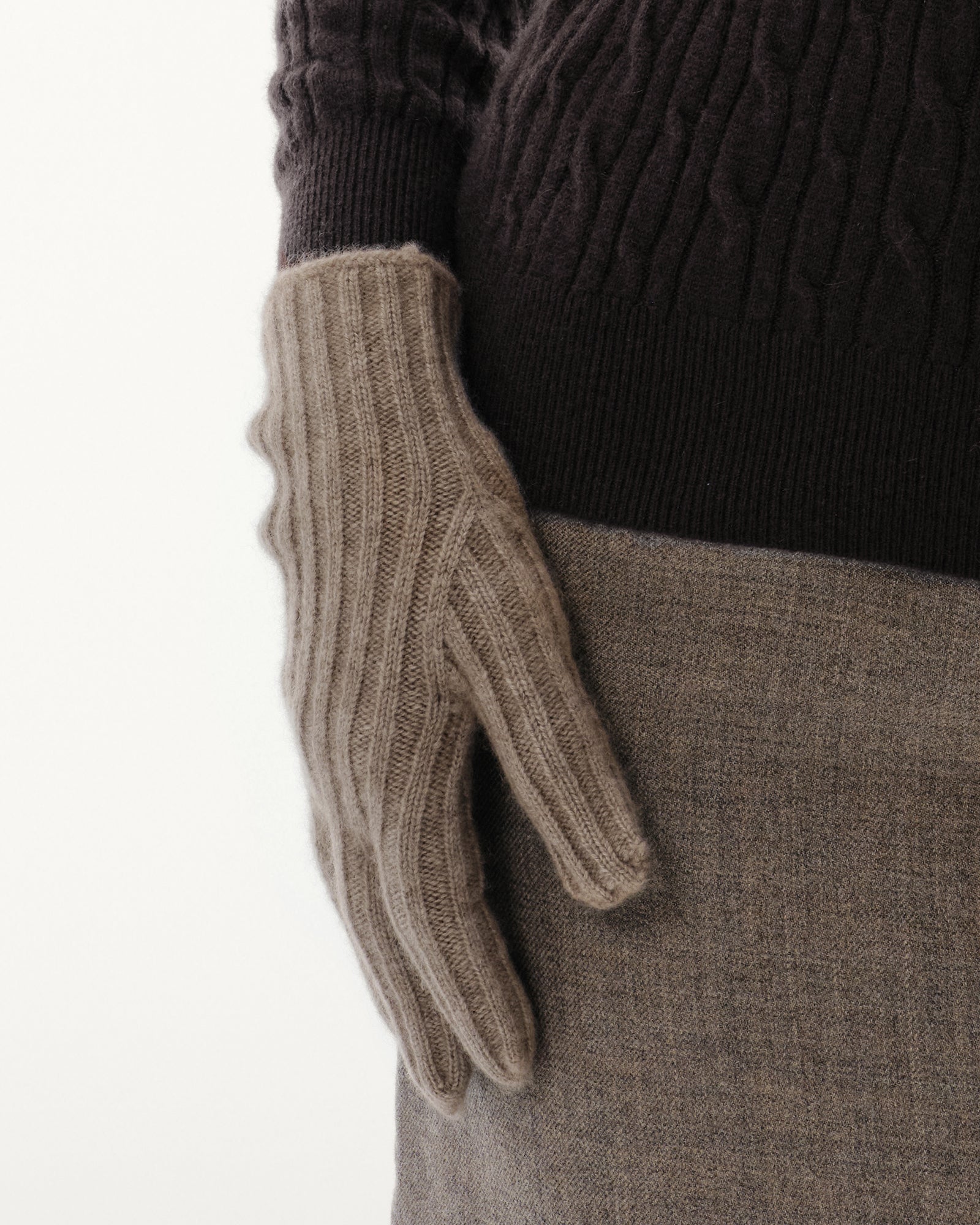 Women's 100% Pure Cashmere Ribbed Gloves