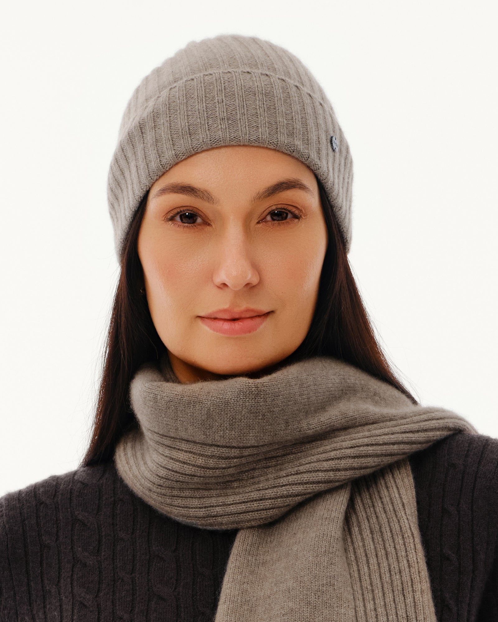 Women's 100% Pure Cashmere Ribbed Cuff Beanie