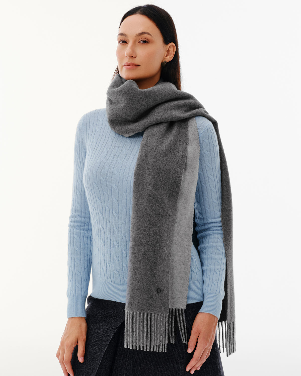 100% Pure Cashmere Double-Layer Brushed Scarf