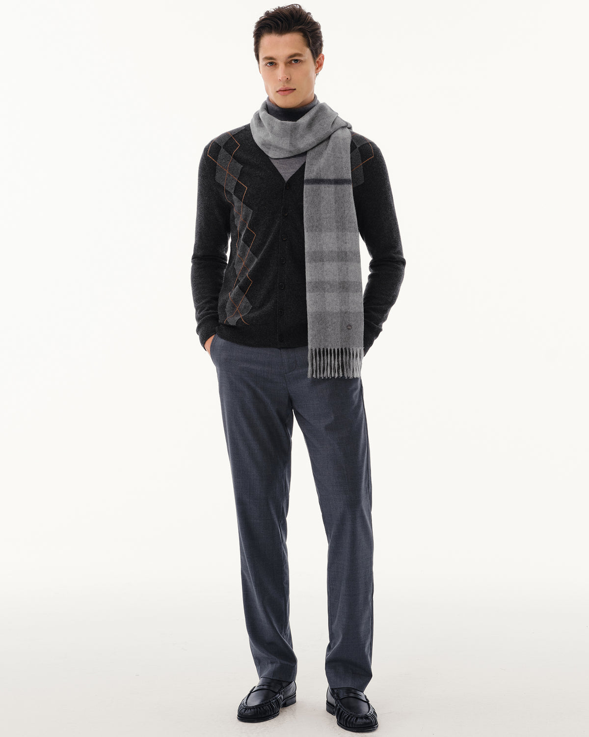 100% Pure Cashmere Brushed Check Scarf