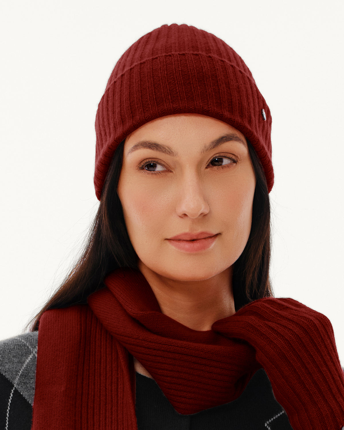 Women's 100% Pure Cashmere Ribbed Cuff Beanie