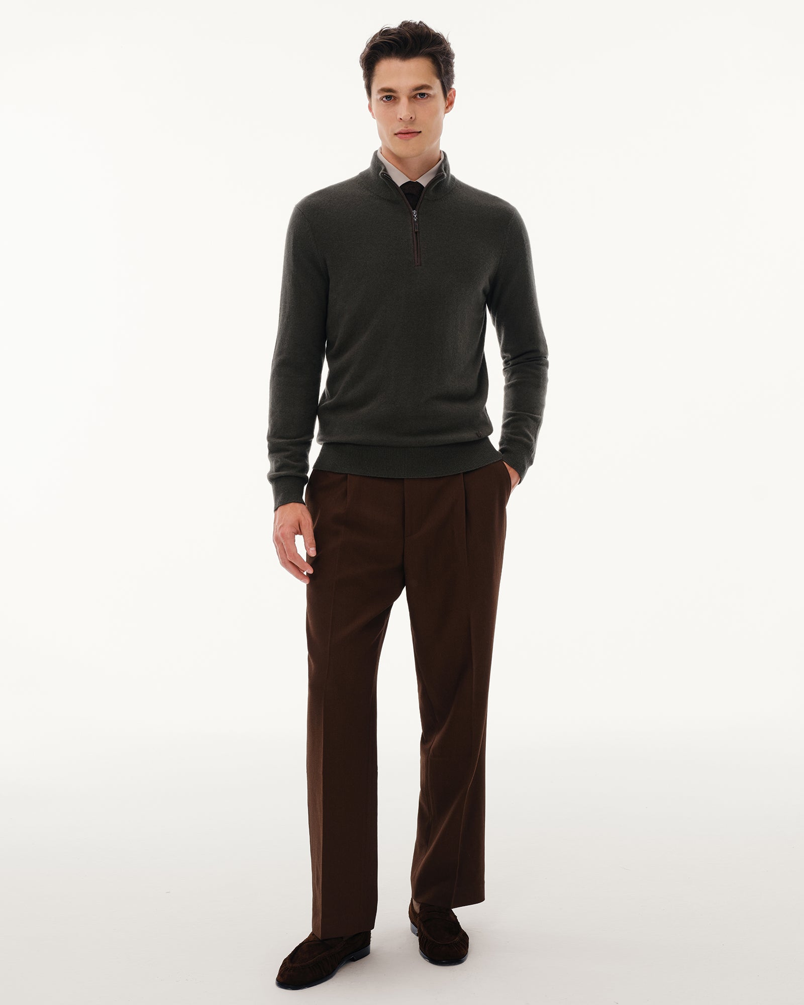Men's 100% Pure Cashmere Quarter Zip Pullover