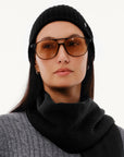 Women's 100% Pure Cashmere Ribbed Cuff Beanie