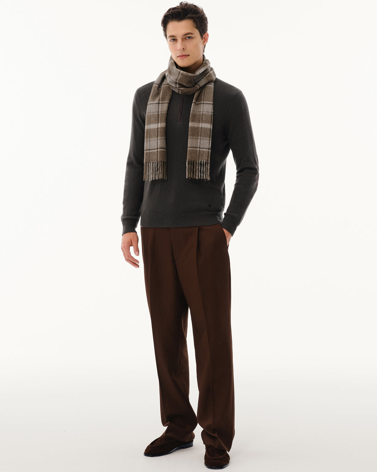100% Pure Cashmere Brushed Check Scarf