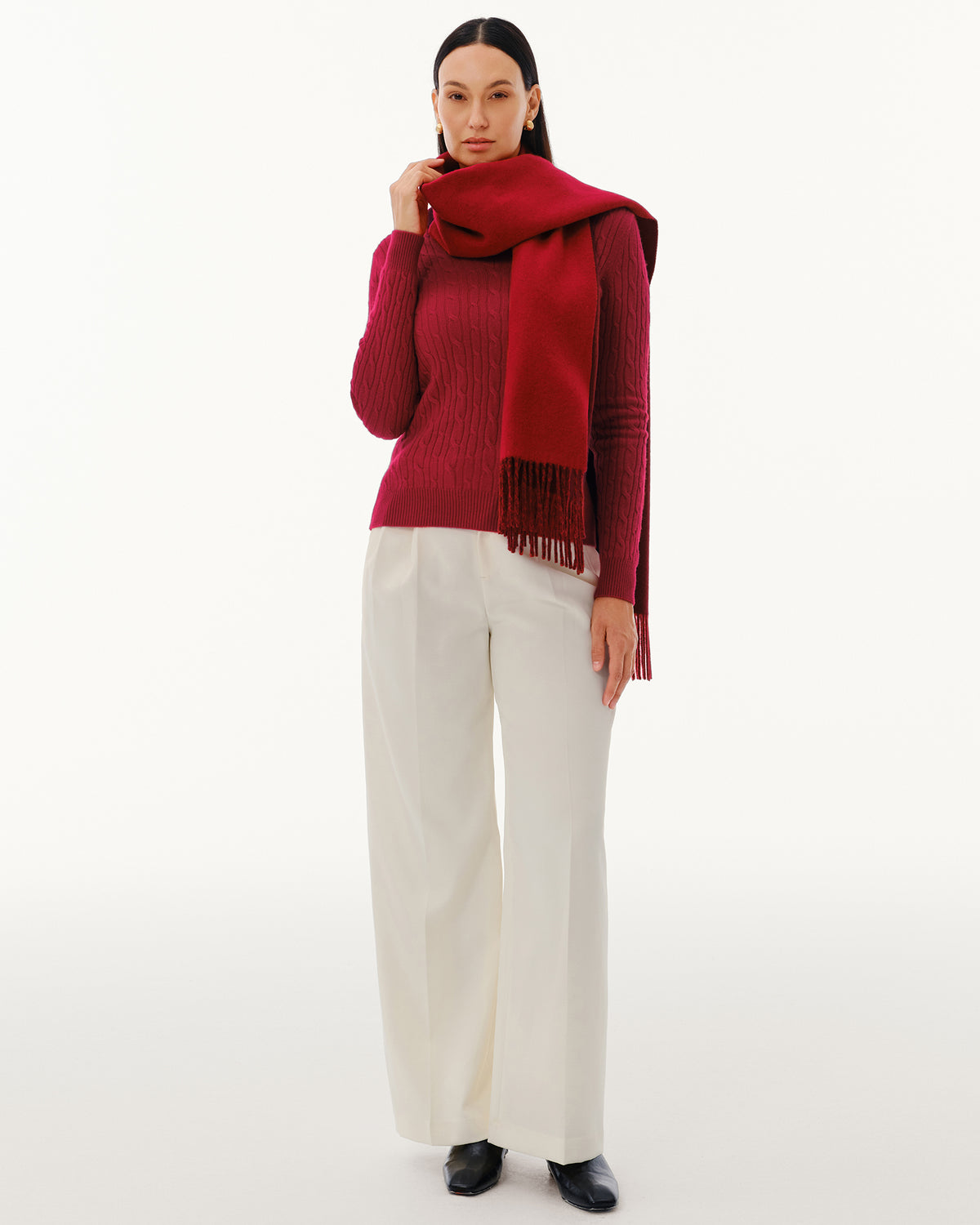 100% Pure Cashmere Double-Layer Brushed Scarf
