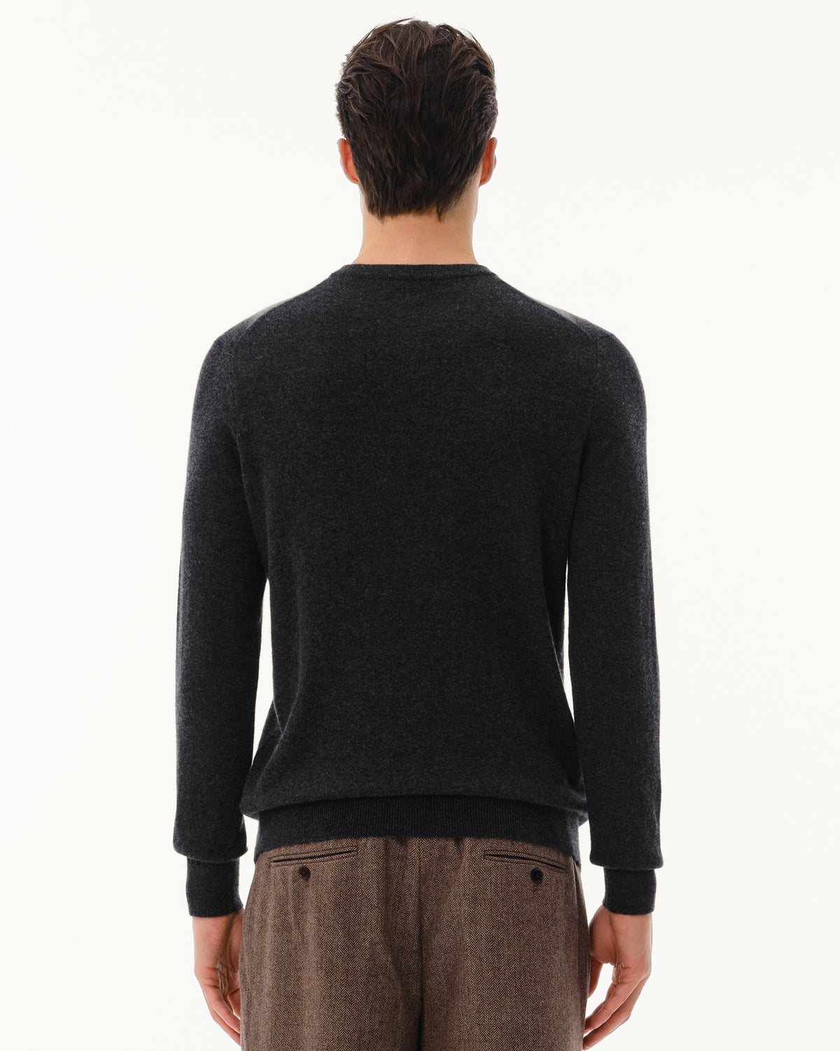 Men's 100% Cashmere Argyle Crew Neck Sweater