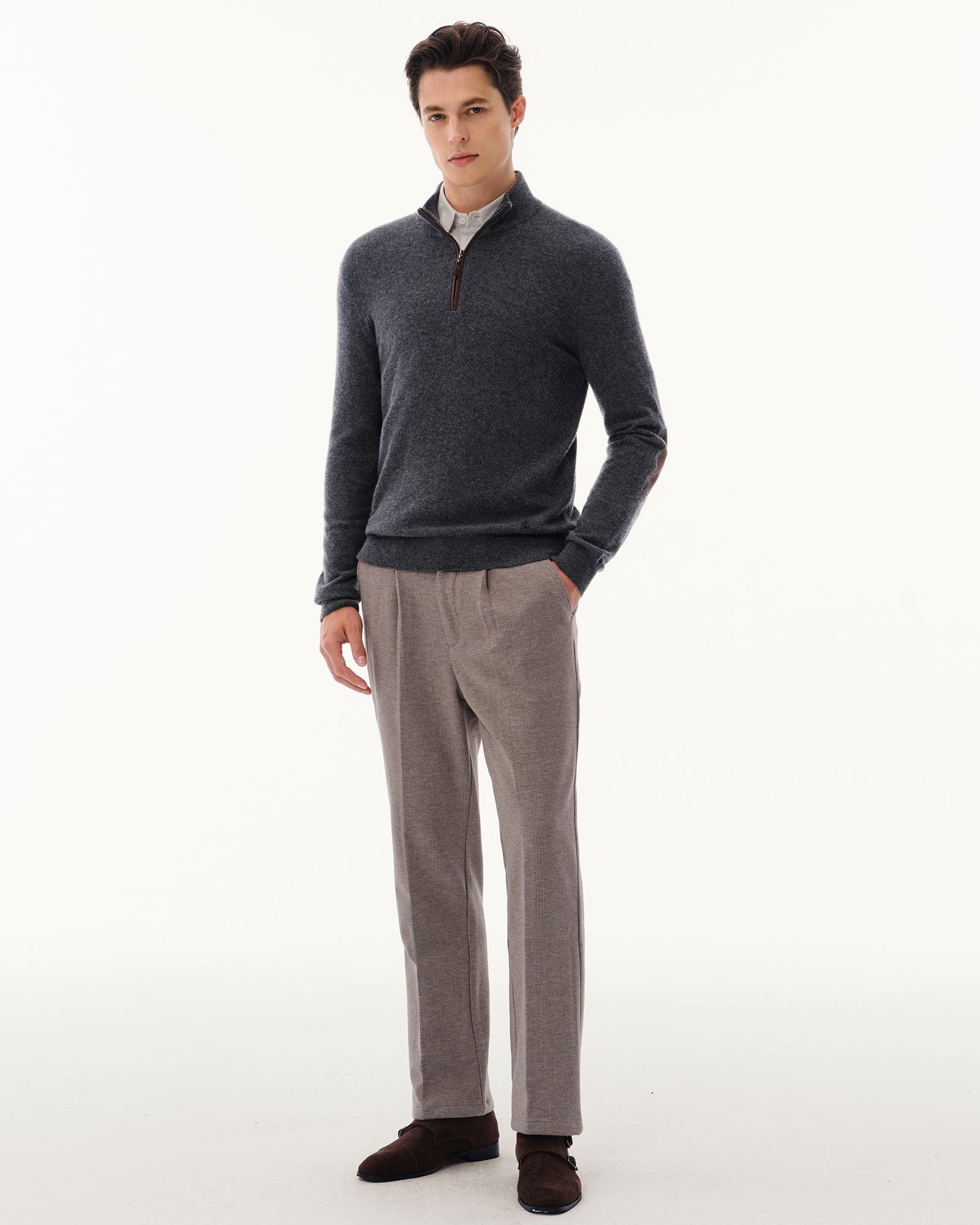Men's 100% Pure Cashmere Quarter Zip Pullover