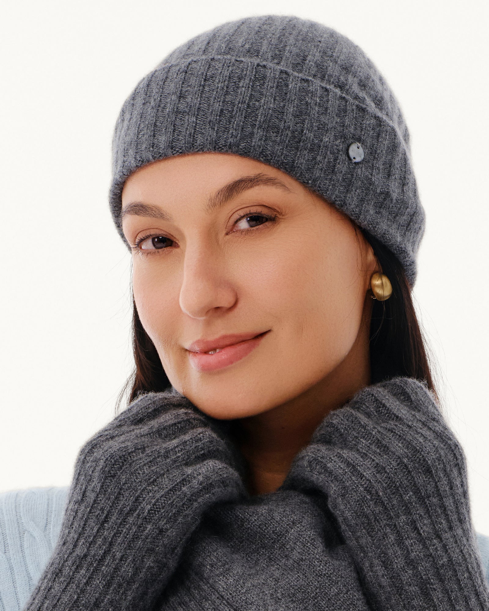 Women's 100% Pure Cashmere Ribbed Cuff Beanie