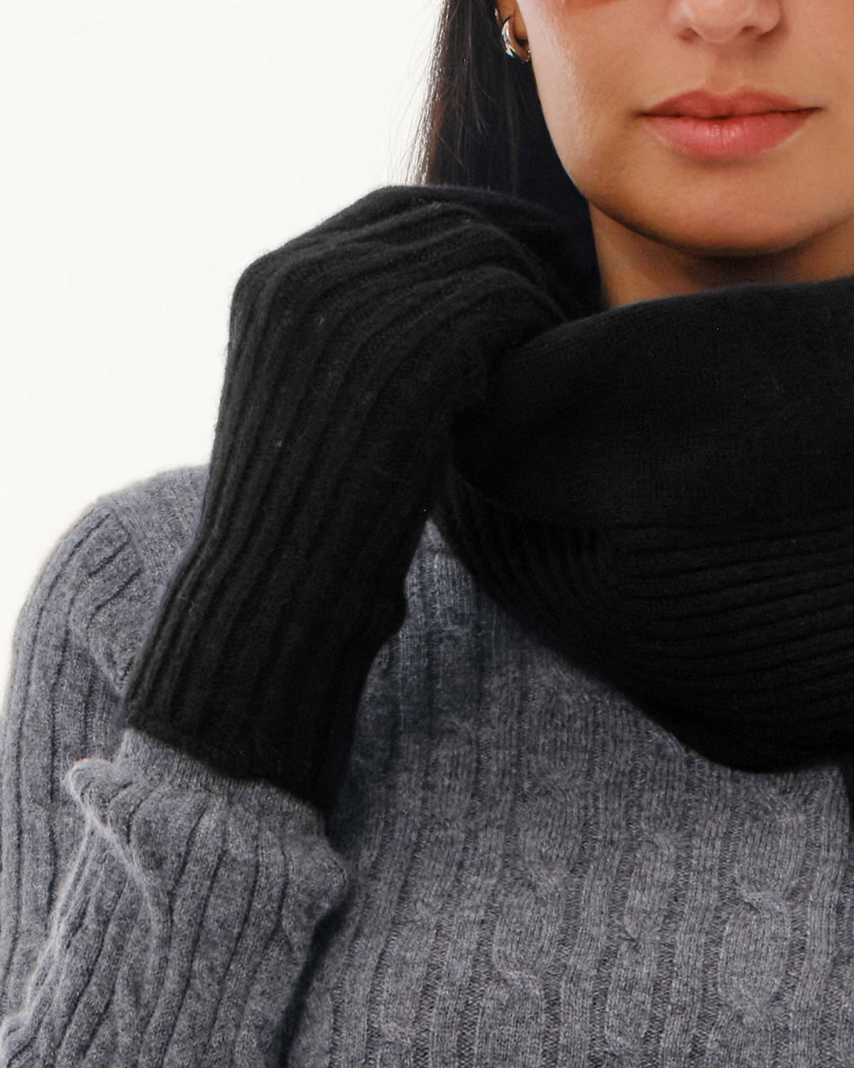 Women's 100% Pure Cashmere Ribbed Gloves