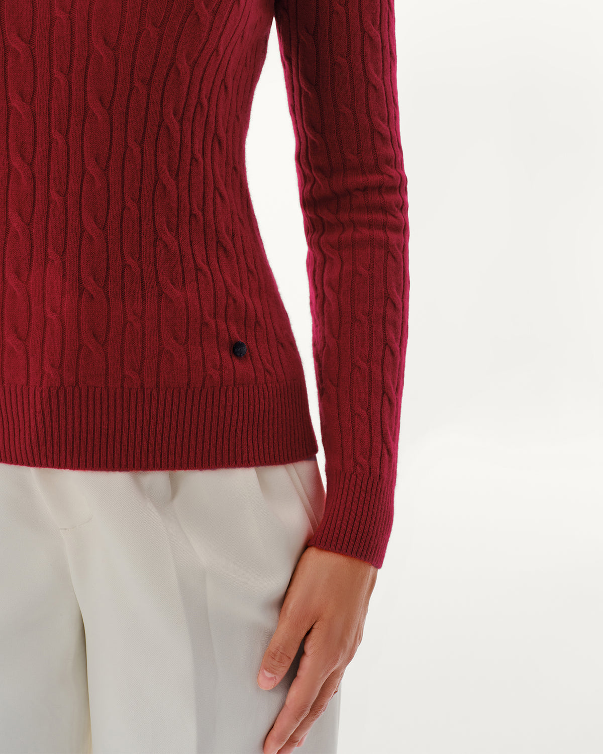 Women's 100% Pure Cashmere Cable Knit V-Neck Sweater