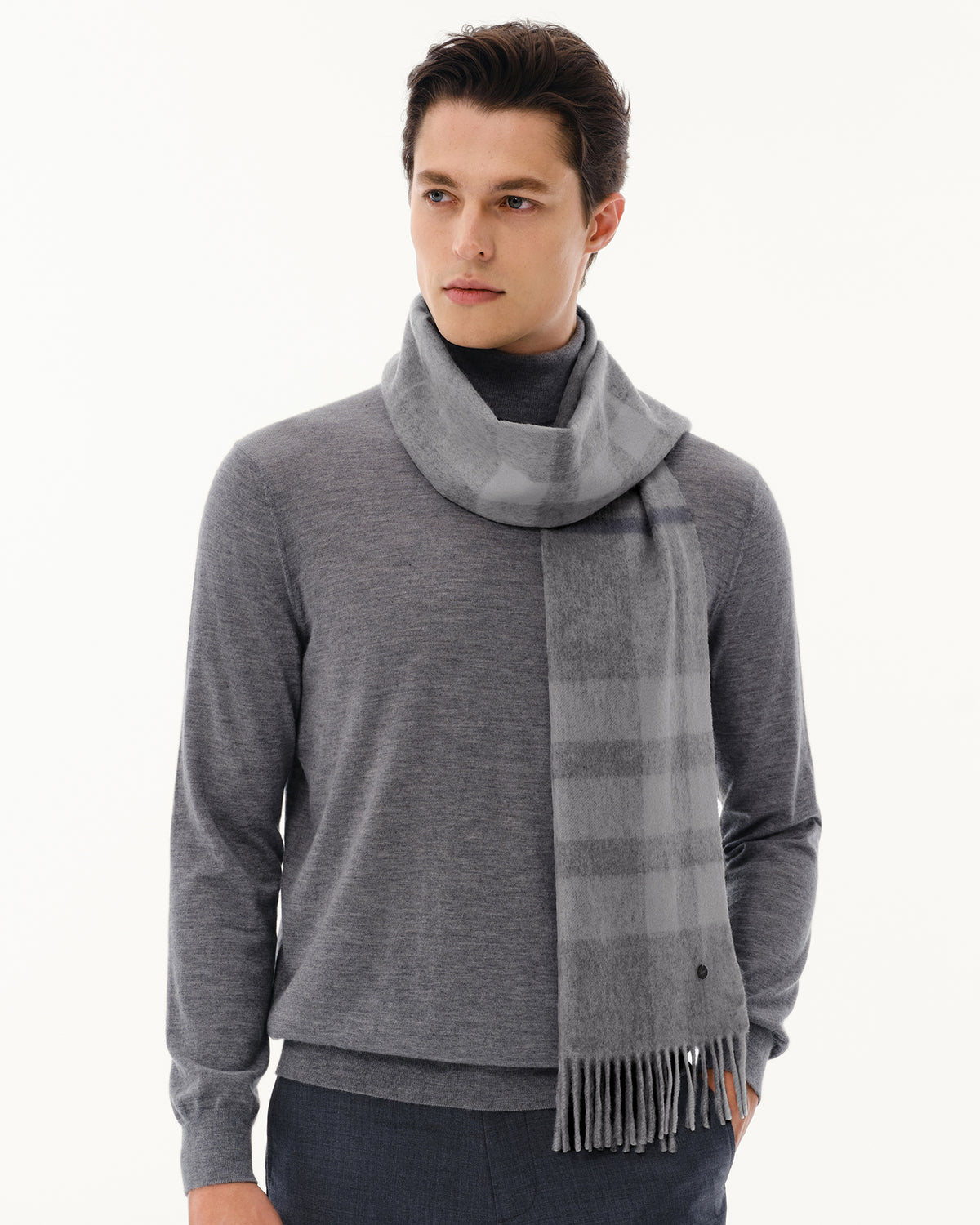 100% Pure Cashmere Brushed Check Scarf