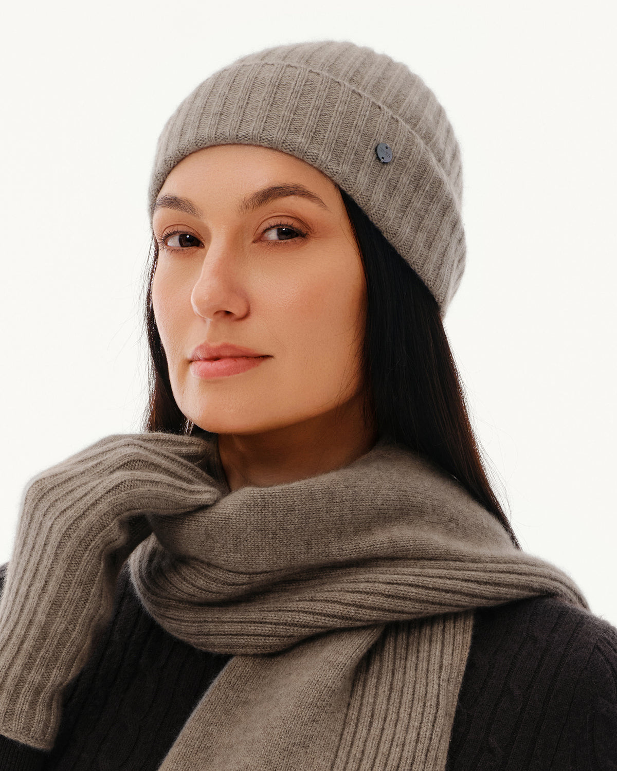 Women's 100% Pure Cashmere Ribbed Cuff Beanie