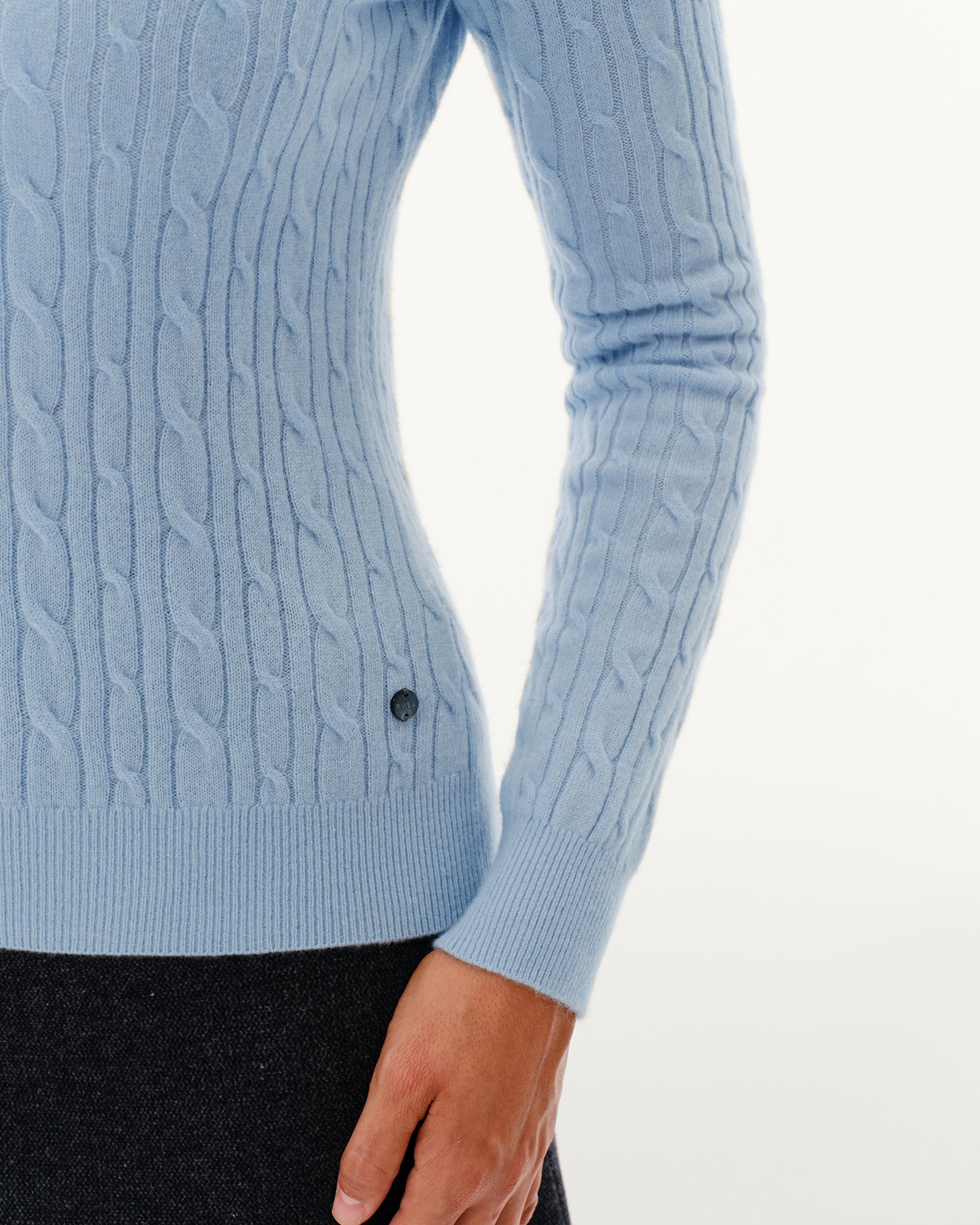 Women's 100% Pure Cashmere Cable Knit Crew Neck Sweater