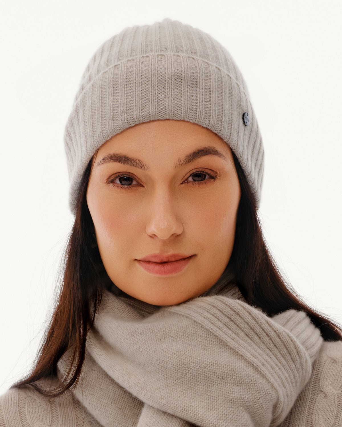 Women's 100% Pure Cashmere Ribbed Cuff Beanie
