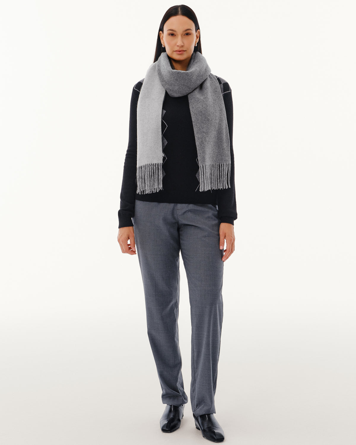 100% Pure Cashmere Double-Layer Brushed Scarf