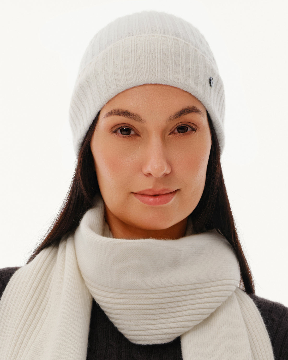 Women's 100% Pure Cashmere Ribbed Cuff Beanie