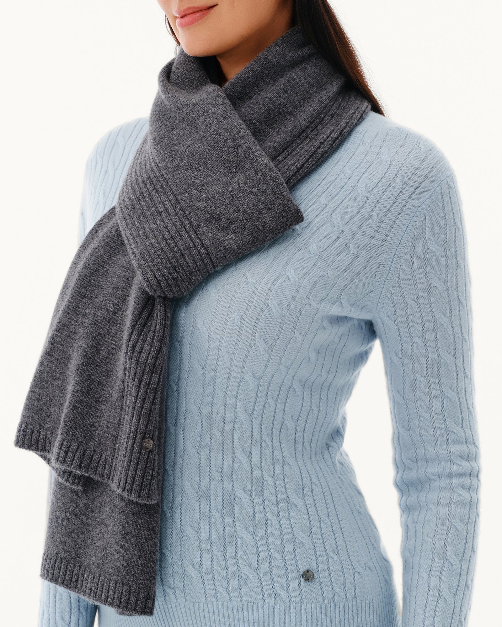 Women's 100% Pure Cashmere Ribbed Scarf
