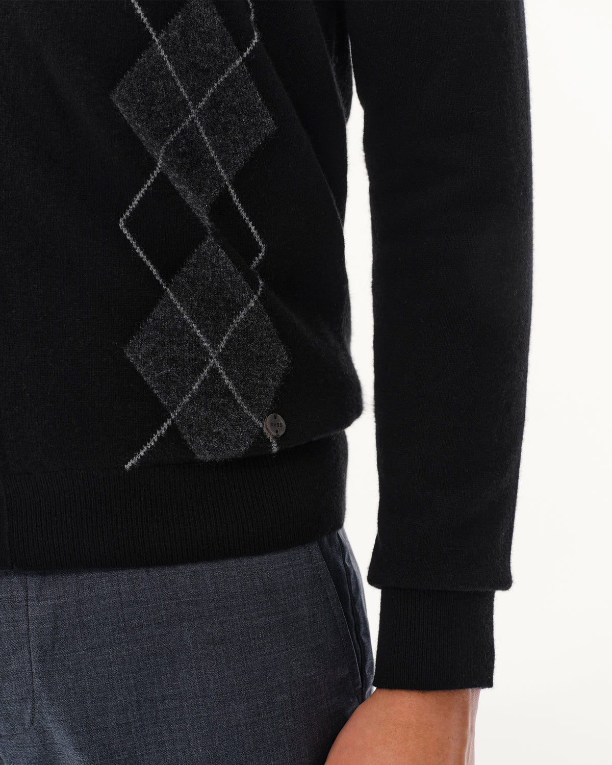 Men's 100% Pure Cashmere Argyle V-Neck Cardigan