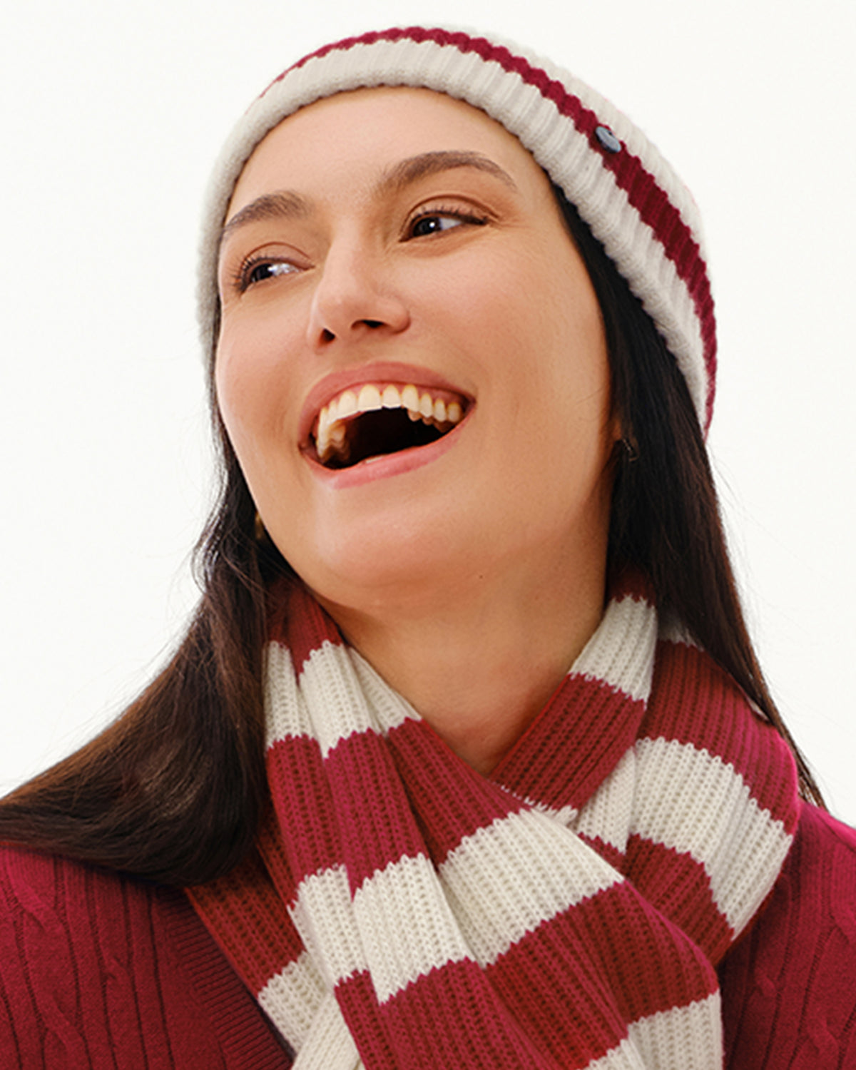 Wool-Cashmere Striped Ribbed Beanie