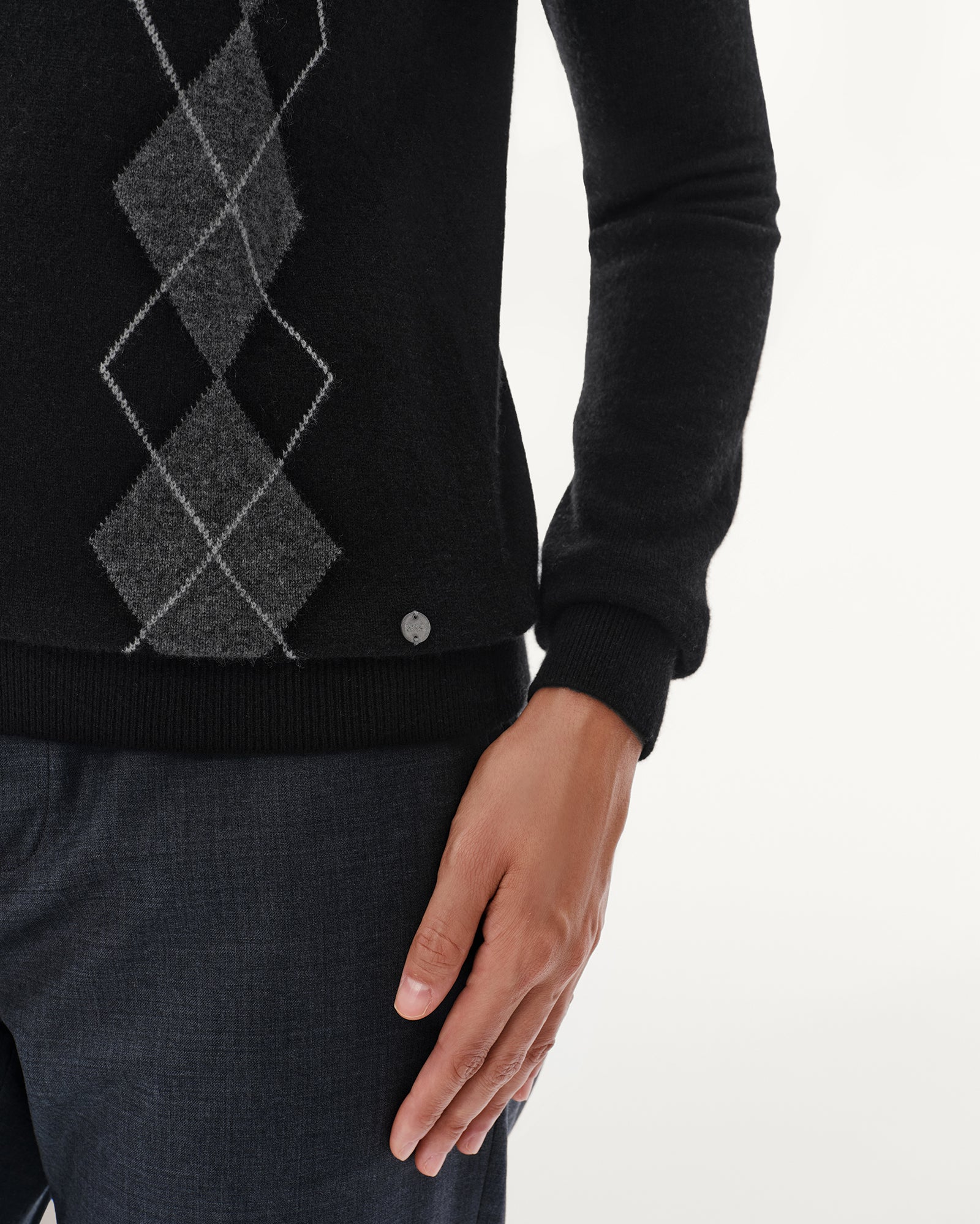 Women's 100% Pure Cashmere Argyle V-Neck Sweater