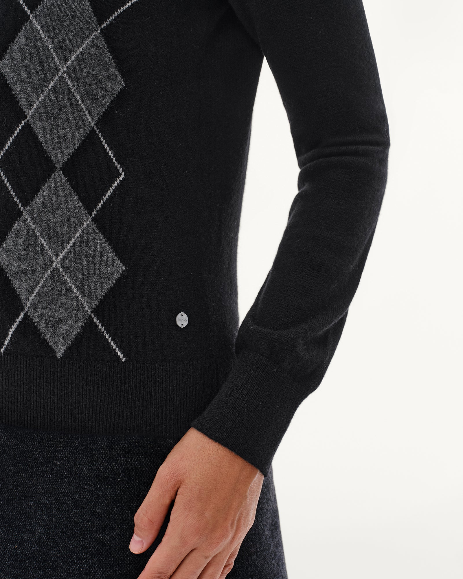 Women's 100% Pure Cashmere Argyle Crew Neck Cardigan