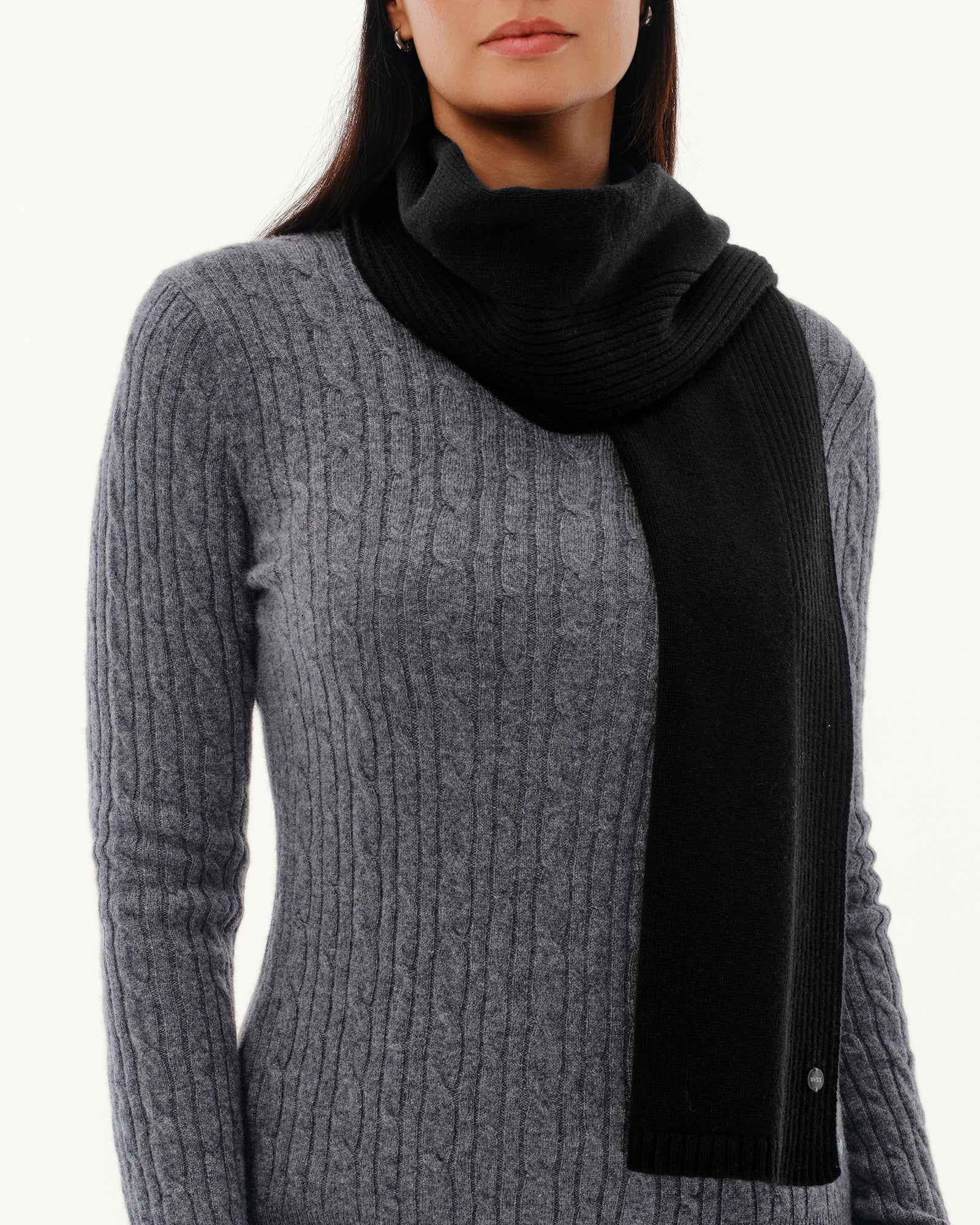 Women's 100% Pure Cashmere Ribbed Scarf