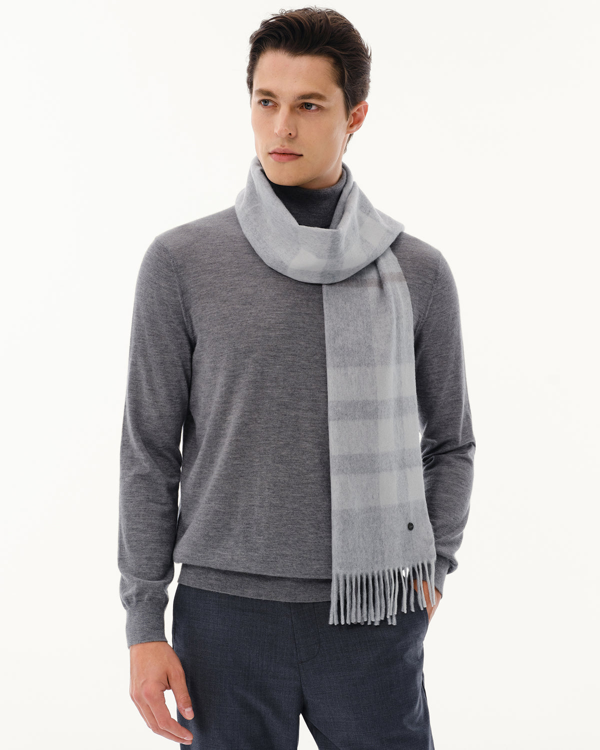100% Pure Cashmere Brushed Check Scarf