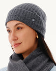 Women's 100% Pure Cashmere Ribbed Cuff Beanie