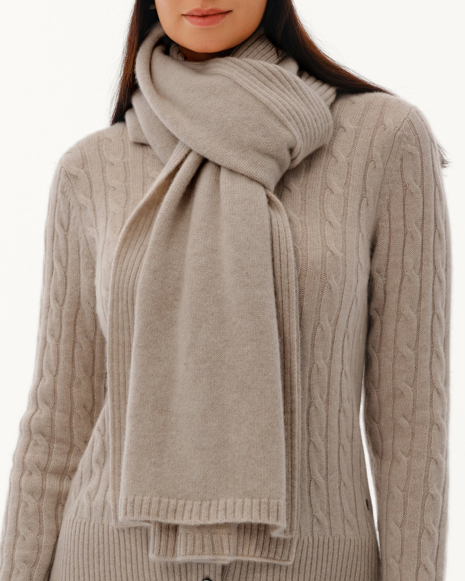 Women's 100% Pure Cashmere Ribbed Scarf