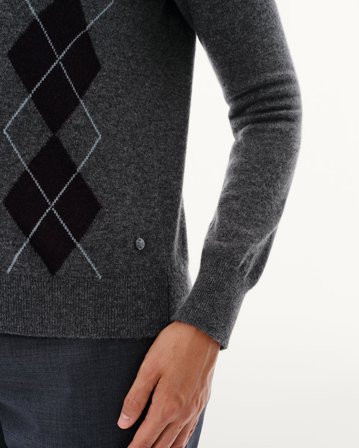 Women's 100% Pure Cashmere Argyle Crew Neck Cardigan