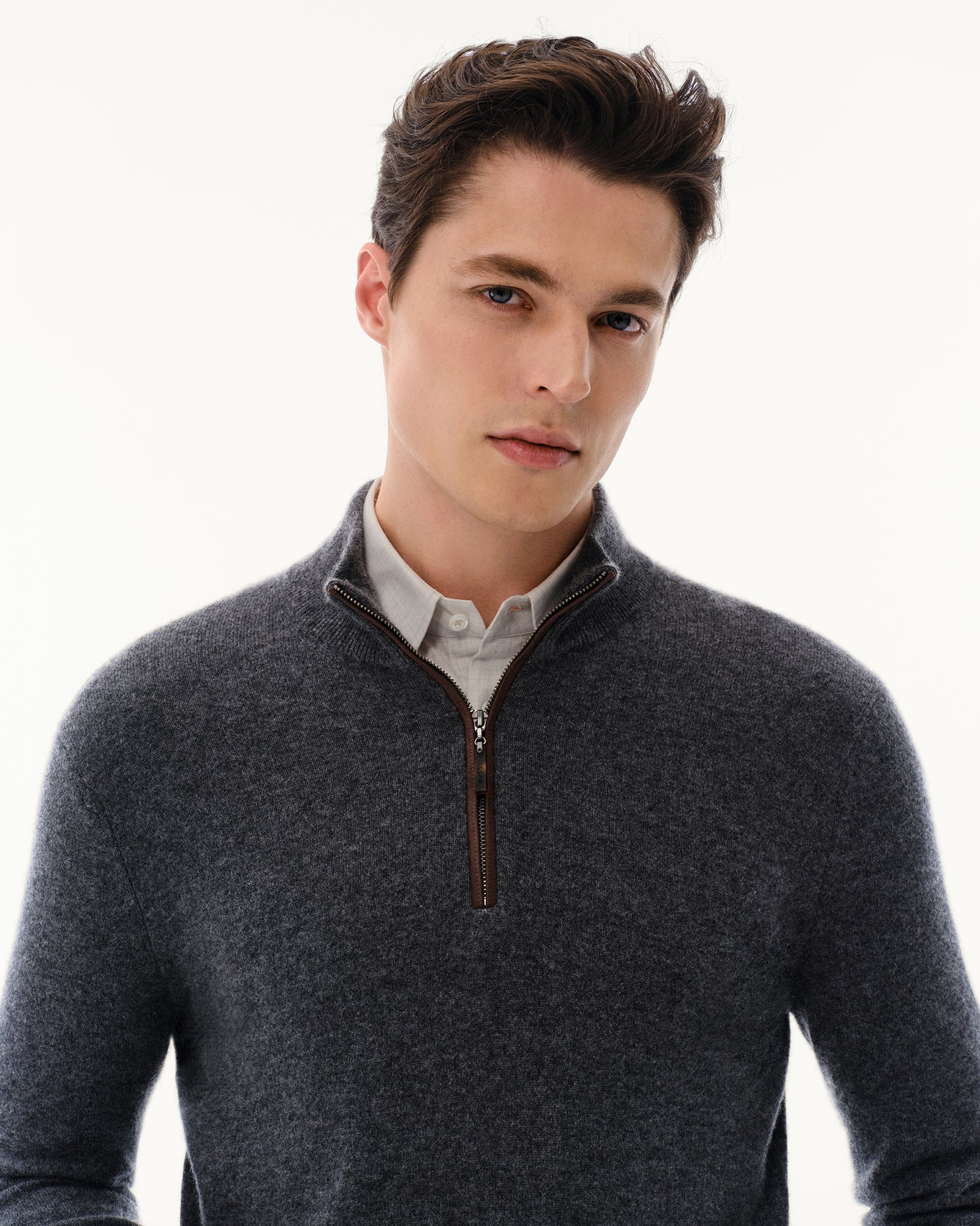 Men's 100% Pure Cashmere Quarter Zip Pullover