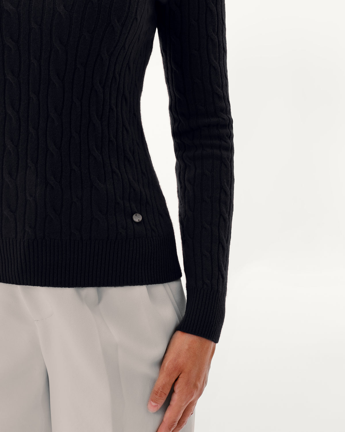 Women's 100% Pure Cashmere Cable Knit V-Neck Sweater