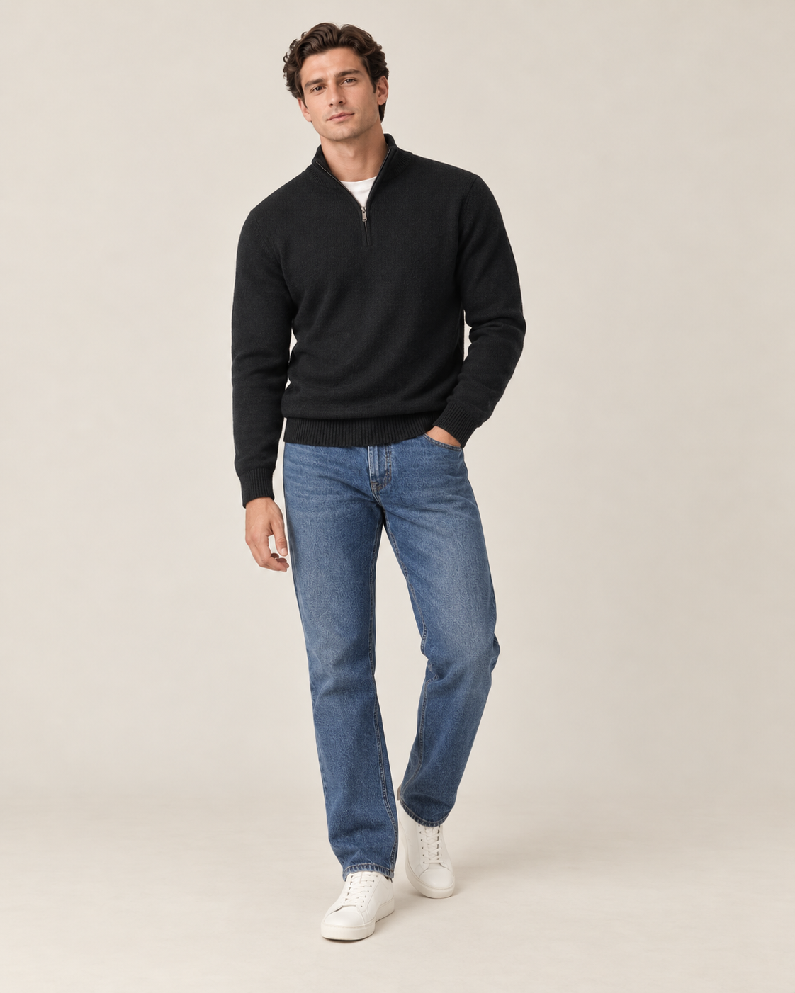100% Cashmere Half Zip Sweater