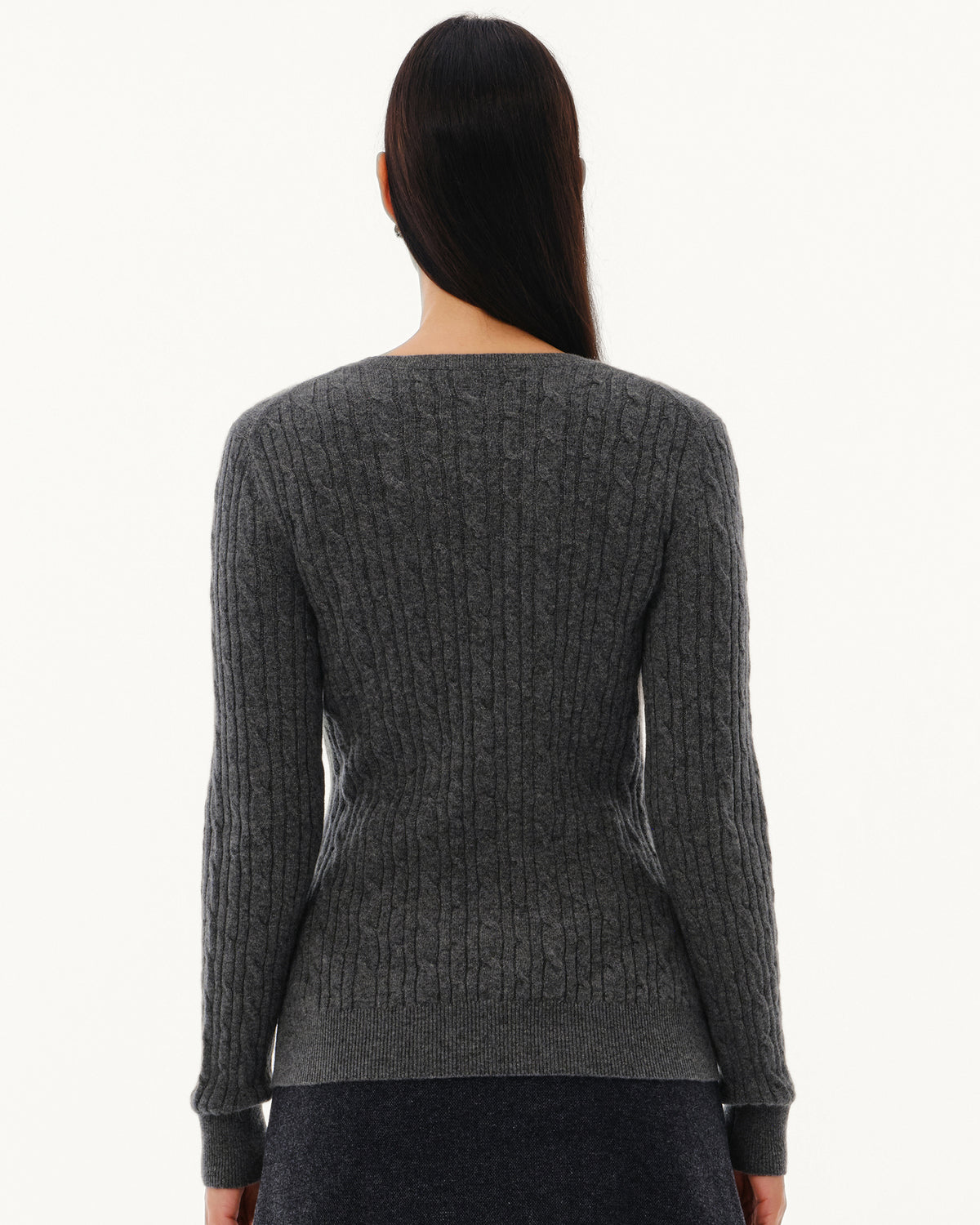 Women's 100% Pure Cashmere Cable Knit Crew Neck Sweater