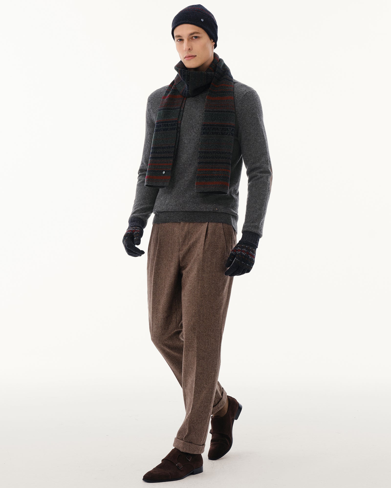 Men's Wool-Cashmere Fair Isle Hat, Scarf &amp; Gloves Set