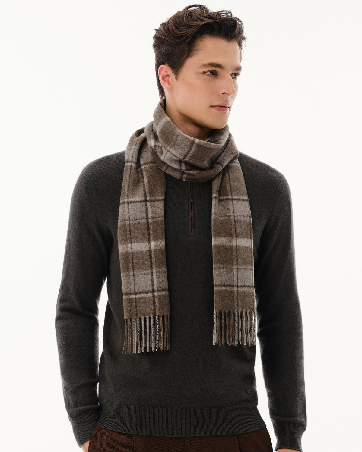 100% Pure Cashmere Brushed Check Scarf