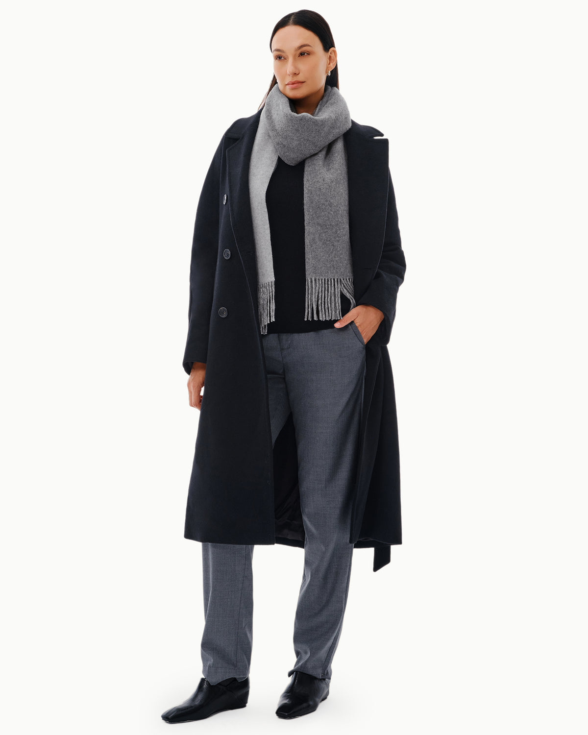 100% Pure Cashmere Double-Layer Brushed Scarf